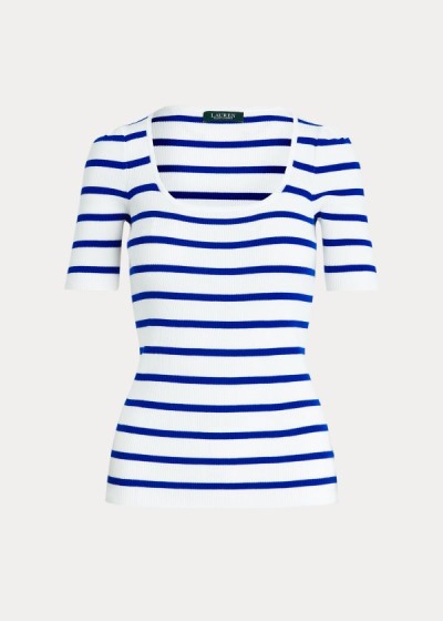 Ralph Lauren Striped Puff-Sleeve Top Dame Danmark (ZYTHU5691)